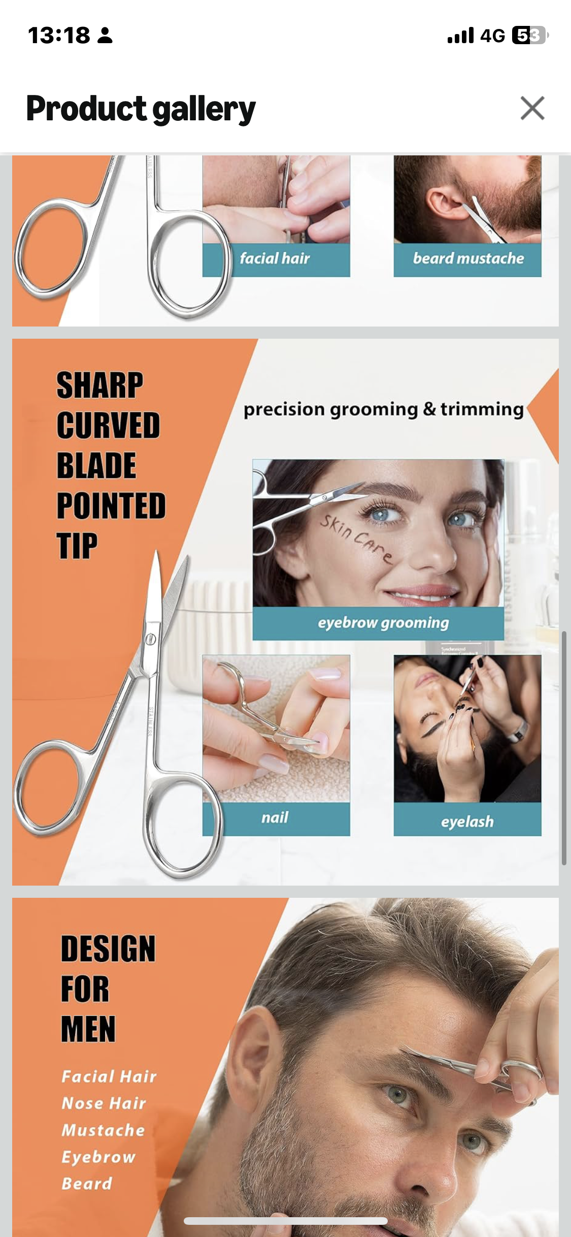 LePinko Manicure Beauty Scissors For Men Women - Cuticle, Nail, Nose Hair, Mustache, Beard, Eyelashes, Ear Trimming Kit - Curved and Rounded Safety Tip Clipper
