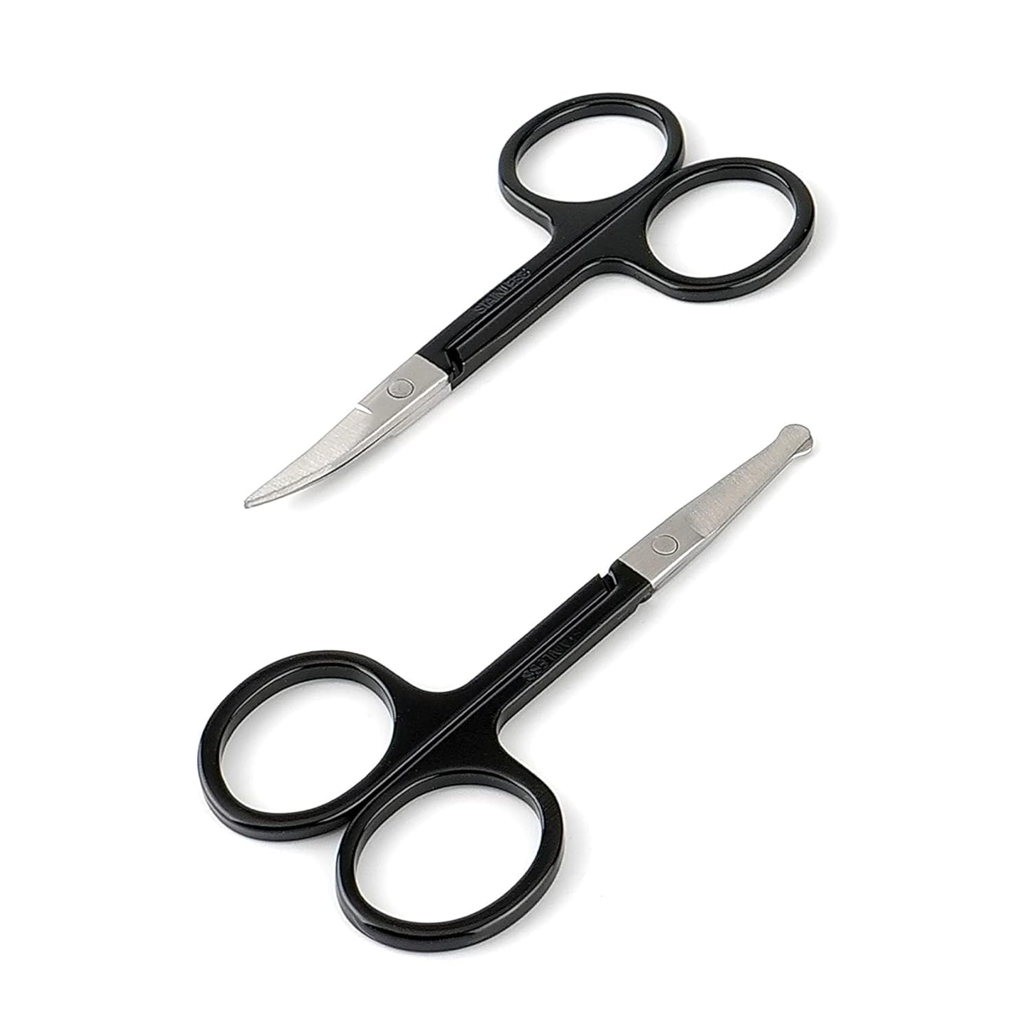 LePinko Manicure Beauty Scissors For Men Women - Cuticle, Nail, Nose Hair, Mustache, Beard, Eyelashes, Ear Trimming Kit - Curved and Rounded Safety Tip Clipper