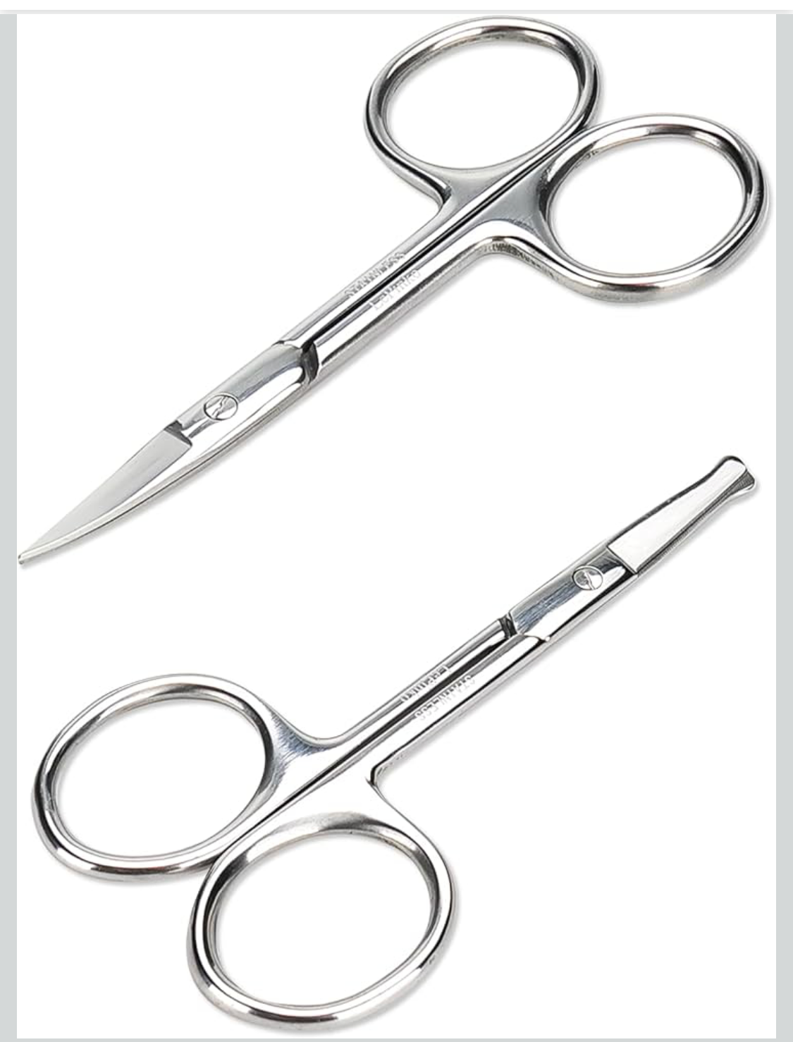 LePinko Manicure Beauty Scissors For Men Women - Cuticle, Nail, Nose Hair, Mustache, Beard, Eyelashes, Ear Trimming Kit - Curved and Rounded Safety Tip Clipper