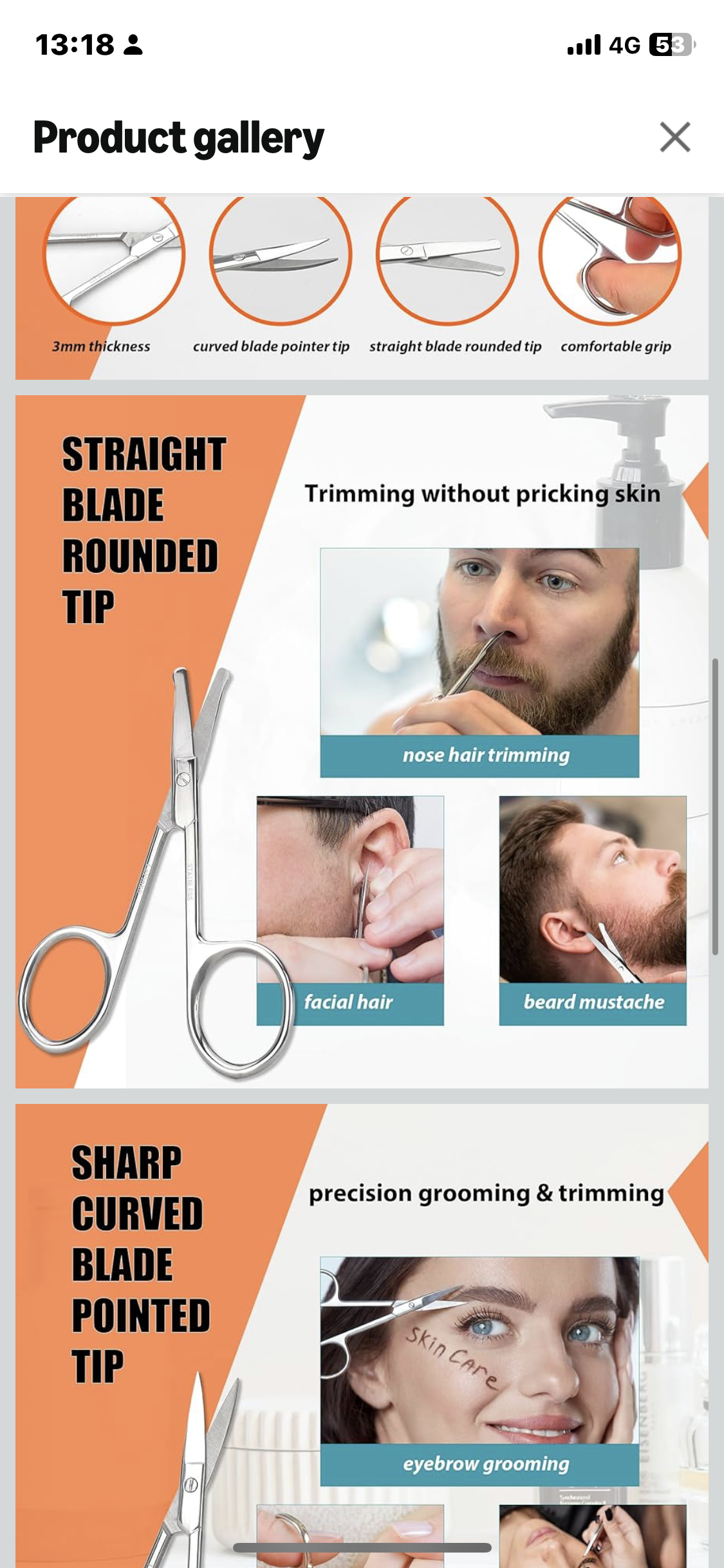 LePinko Manicure Beauty Scissors For Men Women - Cuticle, Nail, Nose Hair, Mustache, Beard, Eyelashes, Ear Trimming Kit - Curved and Rounded Safety Tip Clipper