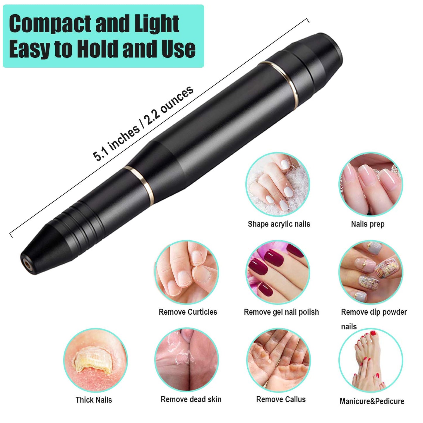 LePinko Electric Manicure Sets, Upgraded USB Efile Machine, Portable Fingernail Toenail Grinder Buffer Tools for Acrylic Nails Gel Nails Dip Powder Nails and Nature nails, For Home and Salon Use